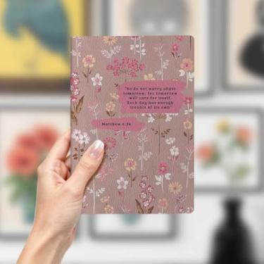 Imagem de Pink Floral Bible Leather Notebook Journal, Christian Gifts for Women, A5 Journal Notebooks for Note Taking, 8.3 x 5.8 inch Christian Journaling Notebook Bible verse Scripture Prayer Planner, Floral
