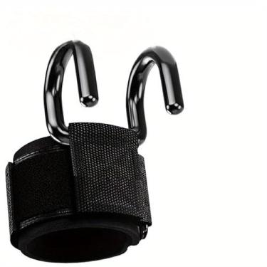 Imagem de 2 peças de barra de puxar montada na parede com sistema de gancho compatível - Equipamento de treinamento de peso de ferro preto resistente (preto)