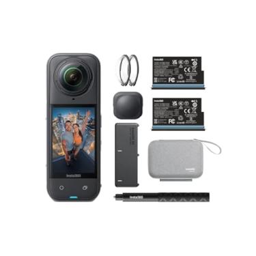 Imagem de insta360 Pacote X5 Essentials – Câmera de ação 8K 360° à prova d'água, com pouca luz, efeito de bastão de selfie invisível, lente robusta e substituível, bateria de 3 horas, protetor de vento embutido