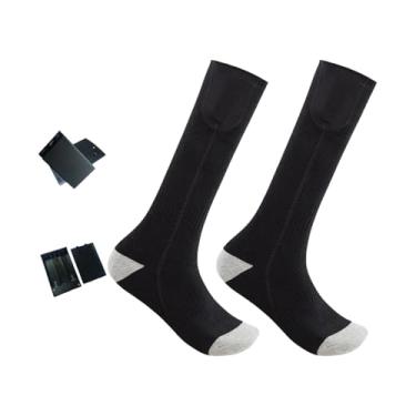 Imagem de Baoblaze Meias aquecidas de inverno, longas, confortáveis ​​e quentes, ideais para caminhadas, patinação, esqui, camping e ciclismo, Preto E Cinza
