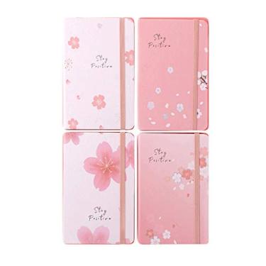 Imagem de U5GAAALPPQ9 Composição (pacote com 4) Caderno de bolso pautado capa dura pequenos blocos de notas mini diário diário de 7,6 cm x 10,4 cm (cor: multicolorido 3, tamanho: A7) (multicolorido 2)