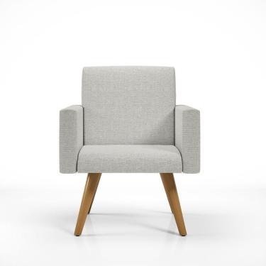 Imagem de Poltrona Cadeira Escritório Tecido Linho Cinza Claro