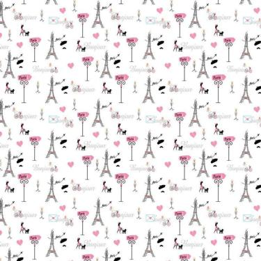 Imagem de Papel Parede Branco Paris Bonjou Torre Eiffel Carta Coração