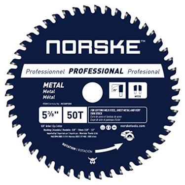 Imagem de Norske Tools Lâmina de serra de corte de metal 50T NCSBP208 5-3/8" para telhado de aço, revestimento de metal, tubo de aço, parafusos de aço e mais 2 buchas (5/8" a 10 mm e 5/8" a 1/2")