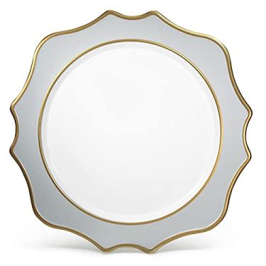 Imagem de "Ocasiões" 10 peças redondas 33 cm acrílico melamina reutilizável prato carregador de casamento (golfinho cinza e dourado)