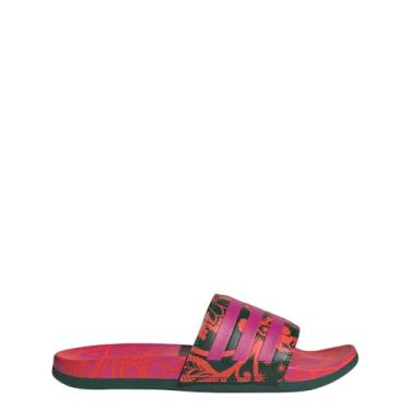 Imagem de adidas Sandália feminina Adilette Comfort Slide, Bahia Magenta/Bahia Magenta/Verde universitário, 11