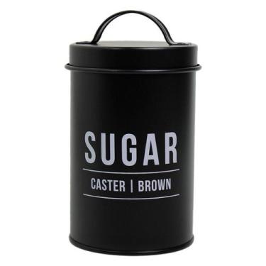 Imagem de Pote Para Açúcar Multiuso Decorativo Lata de Aço Galvanizado Preto 900