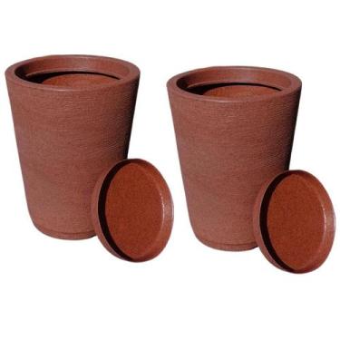 Imagem de Kit com 2 vasos colunas decorativas grafiato de luxo para plantas com 