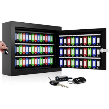 Imagem de Caixa de bloqueio de 75 chaves, armário anti-roubo com etiquetas de chave, suporte de parede organizador de chaves para carro, garagem, casa, aluguel de escritório, negócios