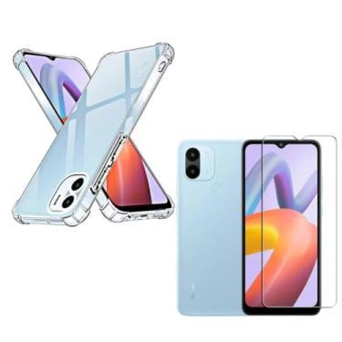 Imagem de Capa Capinha Anti Impacto + Película Premium 9D Cerâmica Para Redmi A2 Tela De 6,52 Polegadas - (Bluepink)