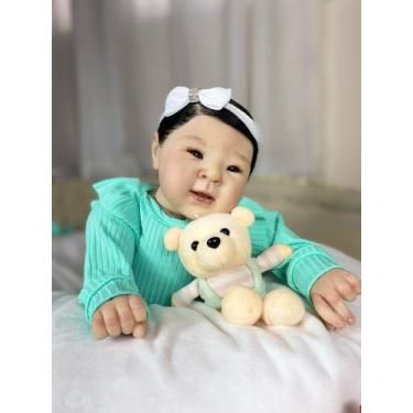 Imagem de Bebê Reborn Japonesa Realista Cabelo Fio a Fio Olhos Pretos 50cm Enxov