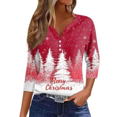 Imagem de Blusa túnica COTECRAM, manga 3/4, botão, decote em V, plus size