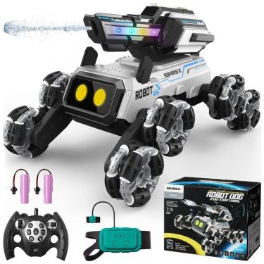 Imagem de Carrinho robô cachorro SIMREX 8 rodas com rodas mecanum canhão de água LED TOY2501