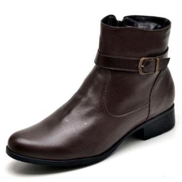 Imagem de Bota Botina Feminina Country Texana Cano Curto Couro Chocolate-Feminino