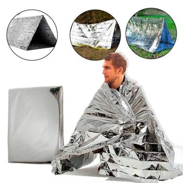 Imagem de Tenda Térmica de Emergência Barraca Reforçada com Paracord 550 com 4 Ancoragens Prata