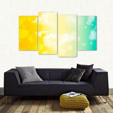 Imagem de Quadro Abstrato Colorido Sala Escritório Em Tecido 4 Peças