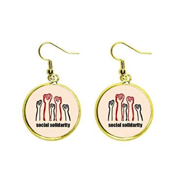 Imagem de Unity Strength Solidarity Combine Ear Pendente Dourado Brinco Feminino, Metal