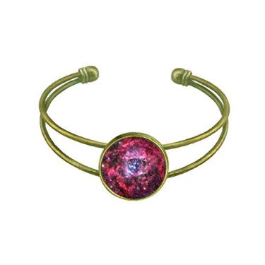 Imagem de Bracelete retrô com estampa de nebulosa de roseta e monóculo vermelho rosa