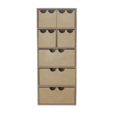 Imagem de Mini Organizador Liso 7 Gavetas 20x12,5x49,5 Mdf Madeira - ATACADÃO DO