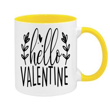Imagem de SpreadPassion Caneca de café Hello Valentine, presente para namorado e namorada, ideia de presente de dia dos namorados, presente para marido e esposa, ideia de presente de aniversário do dia dos