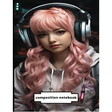 Imagem de Composition Notebook Wide Ruled: cute and wonderful pink guirl, Aesthetic Preppy Notebook | Composition Notebooks For Teen Girls Paperback – (R.W)