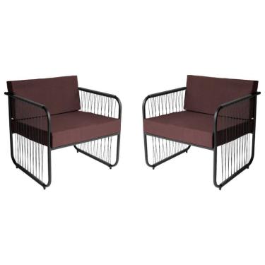 Imagem de Conjunto 2 Poltronas para Sala de Estar Córdova em Aço Carbono e Fibra Sintética Acesse Móveis