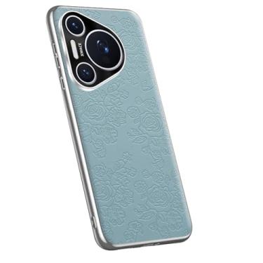 Imagem de LYJSMGZ Capa fina para Huawei Pura 70 Ultra/70 Pro/70 Pro+/70, capa fina de couro com textura em relevo anti-impressão digital, capa de proteção para câmera, azul, 70 Pro+