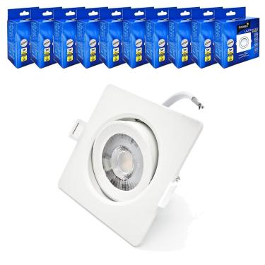 Imagem de Kit 10 Spot Led 5w Quadrado Embutir Branco Quente 3000k Teto