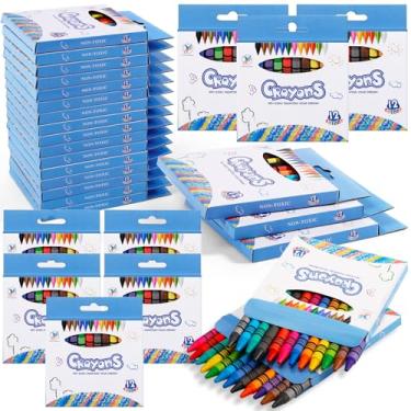 Imagem de Bgtecho Giz de cera a granel, 30 caixas de 12 pacotes de giz de cera coloridos, giz de cera a granel, pacotes individuais para lembrancinhas de festa, restaurantes, materiais de escritório em casa (12