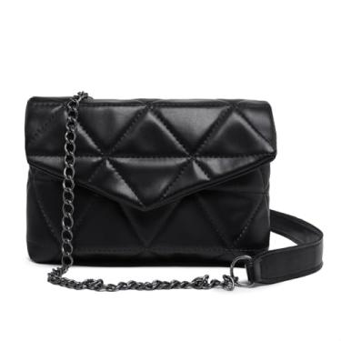 Imagem de Bolsa Feminina Preta Pequena De Ombro De Mao Alça Corrente Moda Festa Madrinha Balada Bordado Triangulo