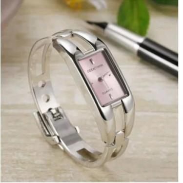 Imagem de Relógio Feminino Bracelete Geekthink Aço Inoxidável Quartzo, Rosa