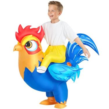 Imagem de JUROSAICA Chicken Costume Inflatable Costume Kids Blow up Costumes Ride On Halloween Costume For 4-6 Years Old Girls And Boys