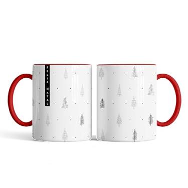 Imagem de Caneca xicara porcelana Feliz Natal pinheiro 25EI (vermelho)