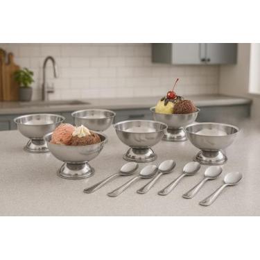 Imagem de Conjunto Sorvete Inox 12 Peças 6 Colheres 6 Taças Ravinox