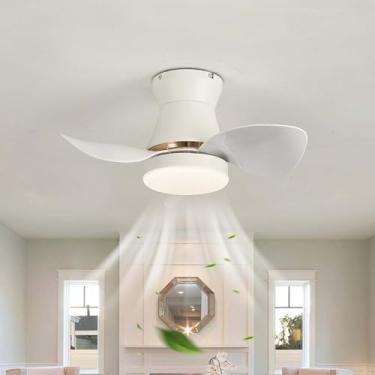 Imagem de Ventiladores de teto pequenos modernos com luzes e temporizador de controle remoto Luz do ventilador de teto reversível Ventiladores de teto de 6 velocidades com lâmpadas Luz silenciosa do v