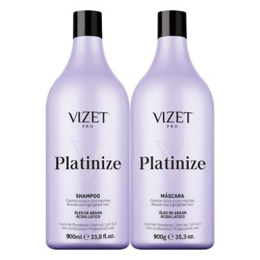 Imagem de Shampoo e Máscara Matização Cabelos Loiros e Grisalhos Platinize Vizet
