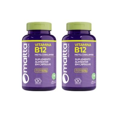 Imagem de Kit 2 Vitamina B12 Metilcobalamina 2x60 cps Suplemento Alimentar Maltt