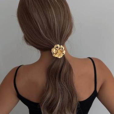 Imagem de Conjunto de grampos de cabelo com flores douradas para mulheres elegantes joias presilhas