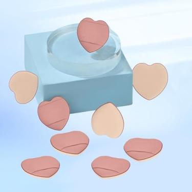 Imagem de Conjunto de 9 peças de pó de dedo em forma de coração, puffs de pó para rosto, liquidificadores de maquiagem e esponjas para base, adequado para ferramentas cosméticas de base líquida e creme (rosa