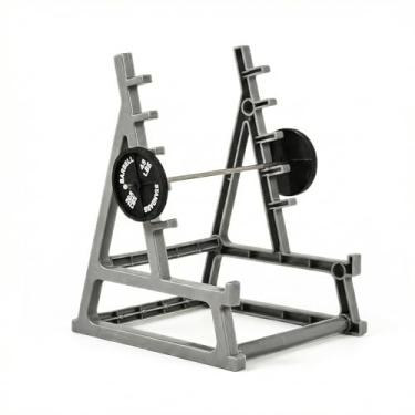 Imagem de Doryfew Porta-canetas organizador de mesa, mini suporte de barra com placas de peso, acessório engraçado de mesa de academia para fãs de halterofilismo, 16,5 cm de altura