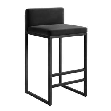 Imagem de Cadeiras de ilha estofadas modernas com encosto, pernas de metal e apoio para os pés, ideal para cozinha doméstica, sala de jantar, banquinho de bar de cozinha alto - Design de assento quadrado (cor