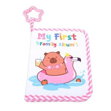 Imagem de AUNMAS Álbum de Fotos de Família Macio, Livro de Memórias de bebê Com Tema Animal Com Capa de Espelho de Segurança de 18,5x14cm Última Página Tecido de Poliéster Macio Contém 17 Fotos