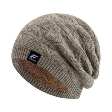 Imagem de Gorro De Inverno Unissex Em Tricô Com Forro De Pelúcia E Letra F, Boné