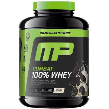Imagem de Proteína de soro de leite em pó MusclePharm Combat 100% Cookies de 5 libras-Unissex