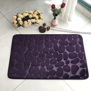 Imagem de SHENGANG Tapete de Banheiro Tapete de Banho Absorvente Tapetes de Pebble Antiderrapante Espuma de Memória Tapete Lavável Tapete de Chuveiro, Roxo Escuro, 40x60cm