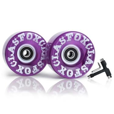 Imagem de CLAS FOX 78A Rodas de Skate Quad Roller 65 x 35 mm para ambientes internos ou externos, com ferramentas T e rolamentos ABEC-9, 8 peças (Roxo)