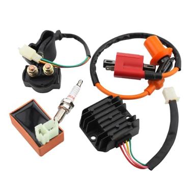 Imagem de GOOFIT AC Racing Bobina de ignição 6 pinos CDI regulador de tensão retificador solenoide de reposição para motor vertical CG 60cc 80cc 125cc 150cc Vertical ATV Quad Go Kart