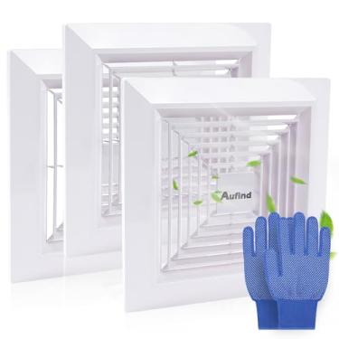 Imagem de Aufind 3 peças de capa de exaustor de banheiro de 23 cm x 23 cm com mola, exaustor quadrado de teto ou parede, ventilador de teto, difusor de ar, exaustor de desviador, capa de plástico para