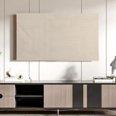 Imagem de Capa protetora de tela de TV de arte padrão para LED LCD, pano de cobertura de TV para lavagem à máquina, capa protetora de tela para desktop/pendurar na parede/curva-B||65 polegadas