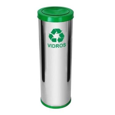 Imagem de Lixeira Em Aço Inox Com Tampa Meia Esfera Pintada 30 Litros - JSN